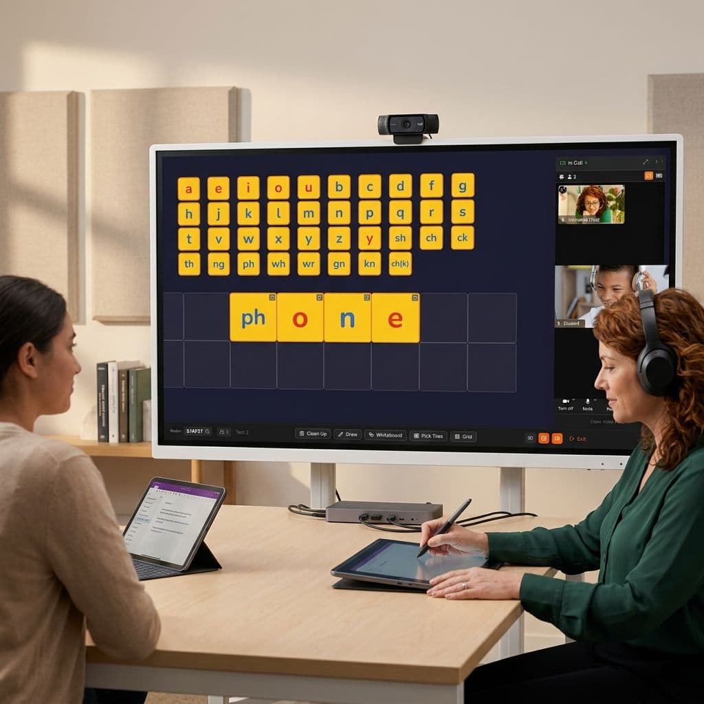 Educators collaborating with Reading Rescuers on a large display